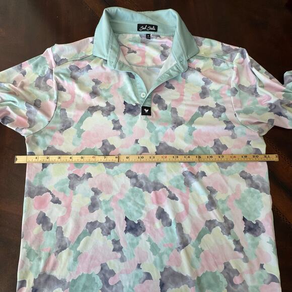 BAD BIRDIE Pastel Camo GOLF POLO SHIRT medium pink blue - Picture 7 of 9